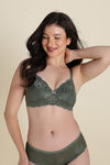 Zivame Dreamcatcher Padded Non Wired Medium Coverage Lace Bra - Four Leaf Clover — thumbnail 1